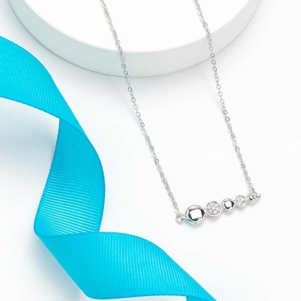 Silvertone Clear Swarovski Crystal Graduated Necklace